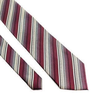 Bergamo Polyester Tie Red Tan Striped‎